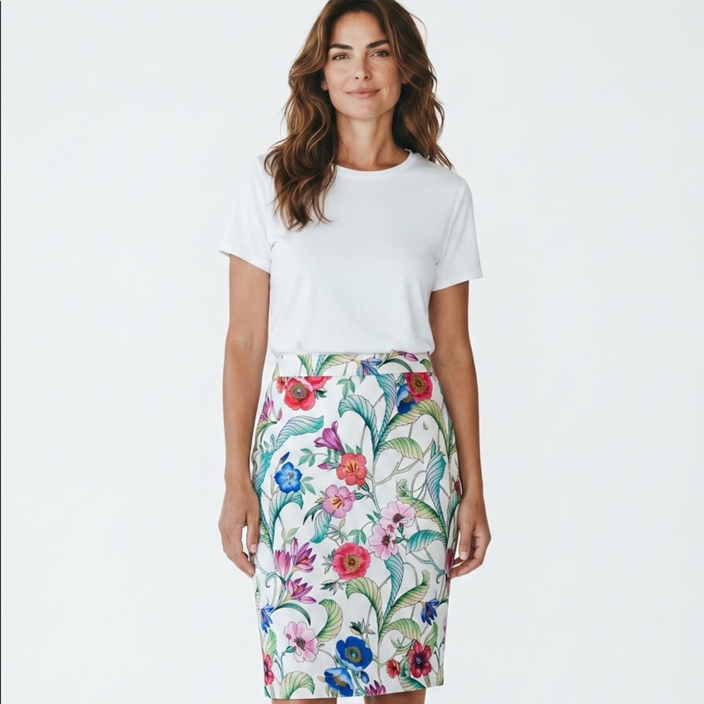 NEW AnnTaylor floral pencil skirt knee length 2